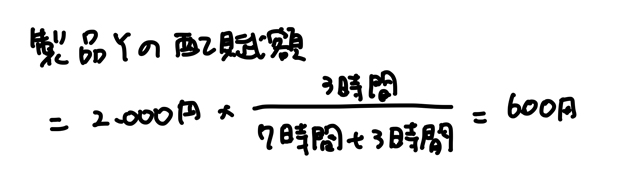 製品Yの配賦額