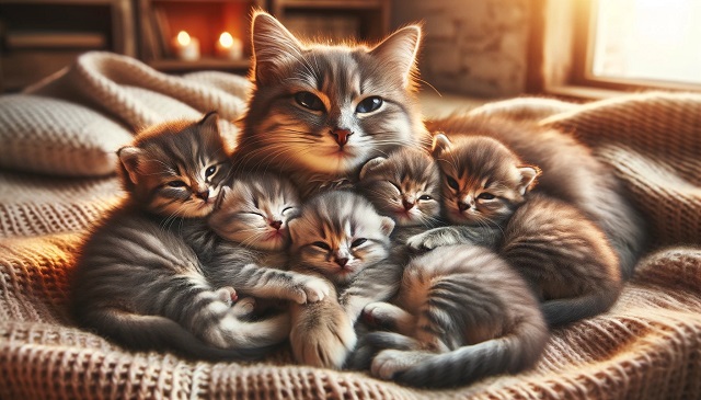 体を温め合う子猫たち