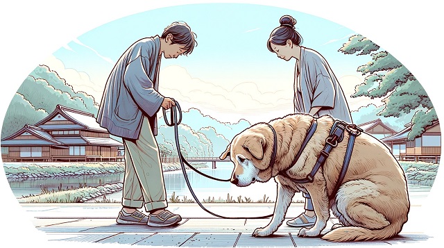 老犬と散歩